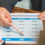 Persoană calculează costurile unei refinanțări de credit folosind documente și calculator